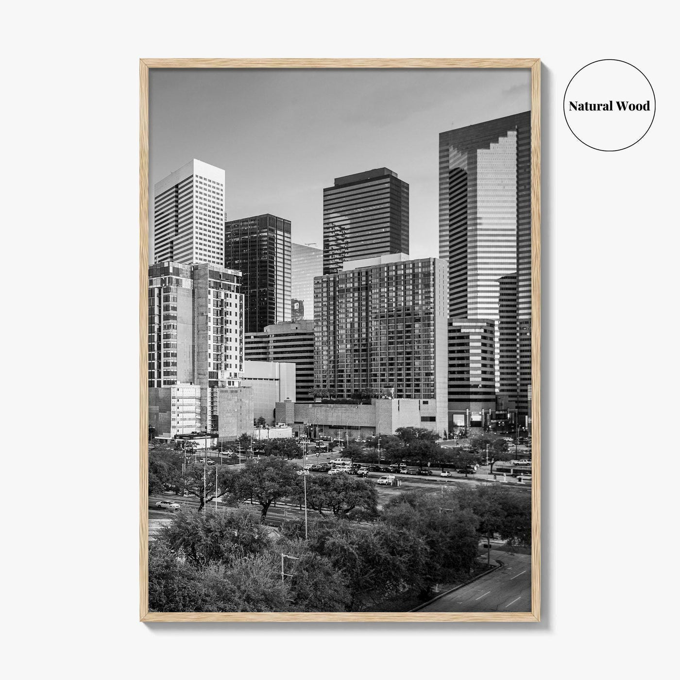 Houston Skyline Black and White Fine Art Photo Print, Texas Downtown Poster
