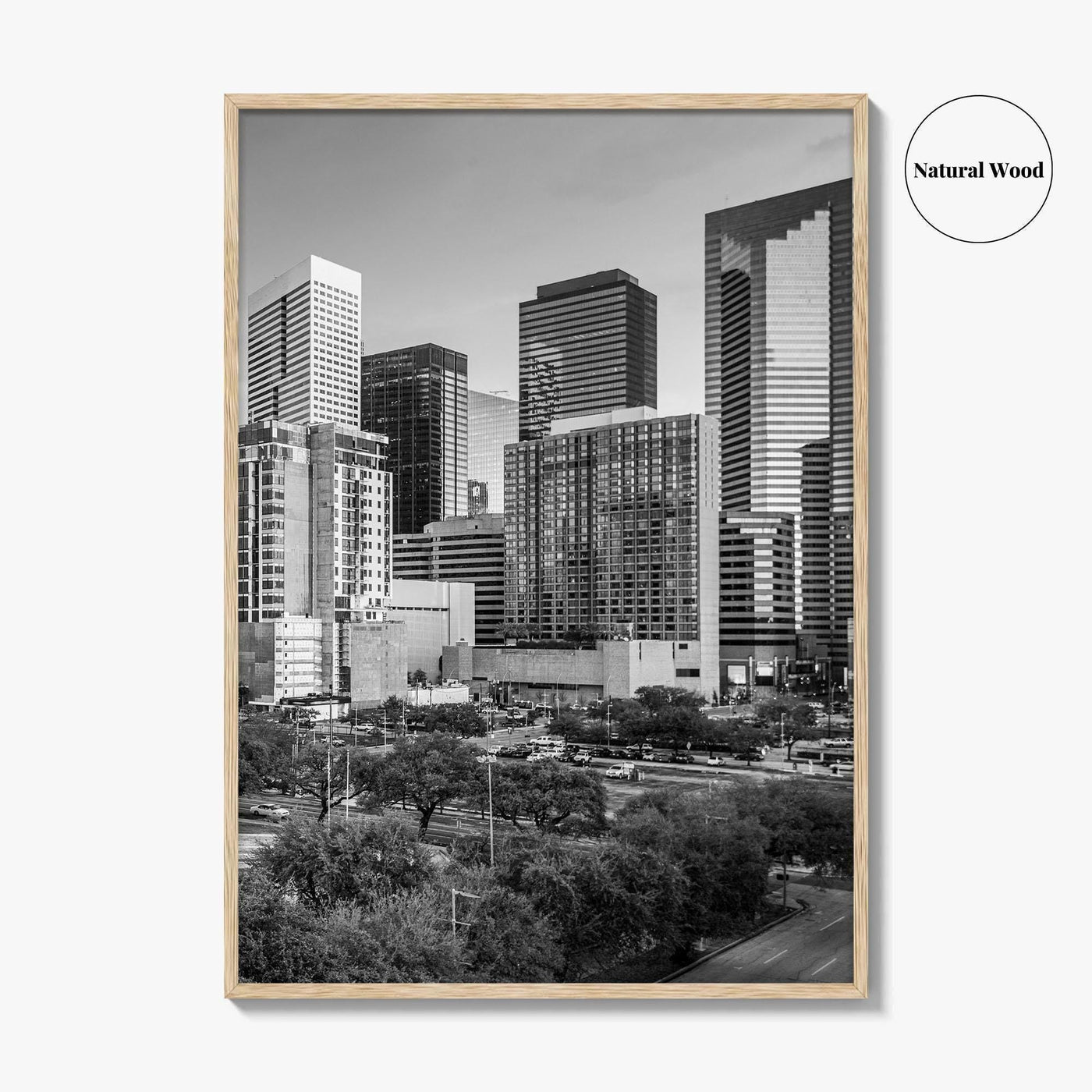 Houston Skyline Black and White Fine Art Photo Print, Texas Downtown Poster