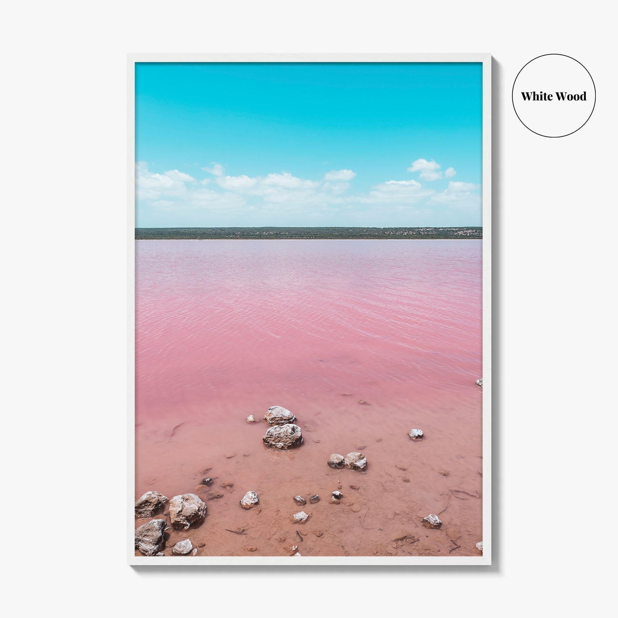 Hutt Lagoon Pink Fine Art Photo Print, Port Gregory Australia Poster
