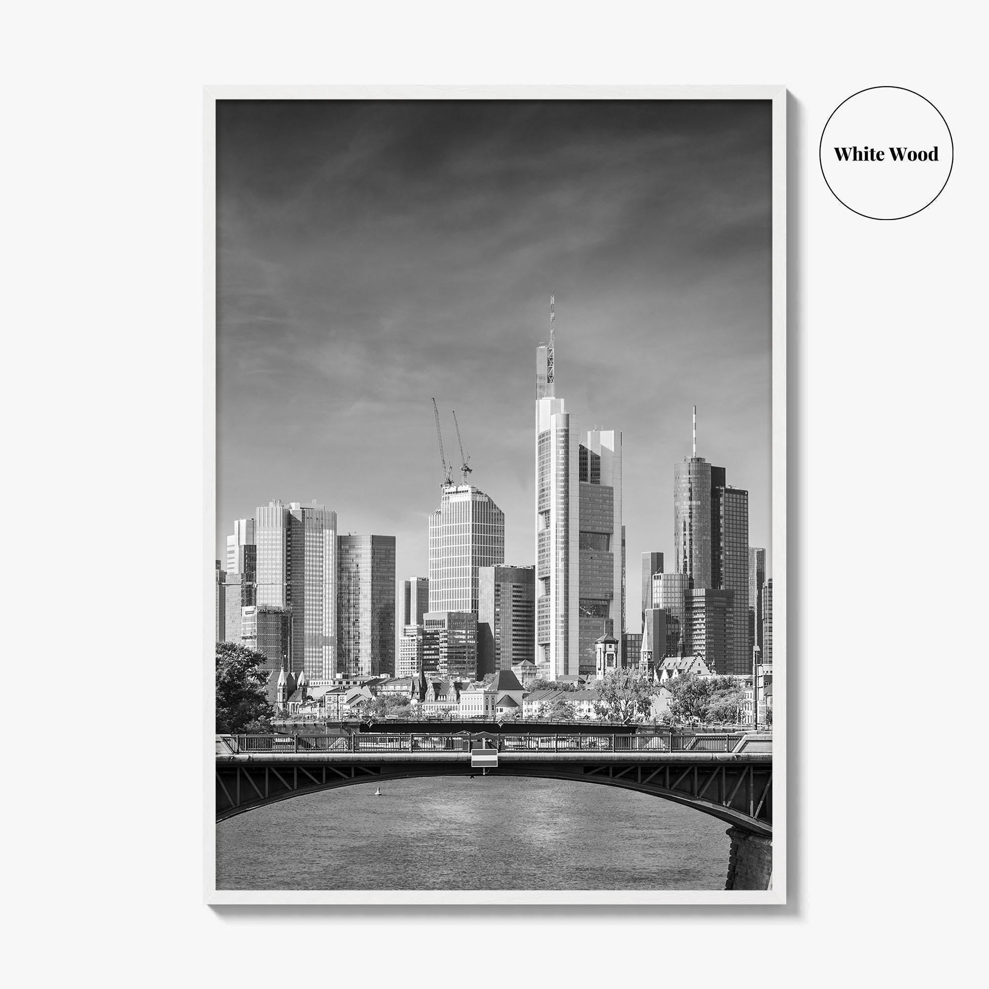 Frankfurt Am Main Skyline Black and White Fine Art Photo Print, Hesse, Germany Poster