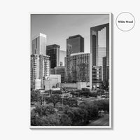 Houston Skyline Black and White Fine Art Photo Print, Texas Downtown Poster
