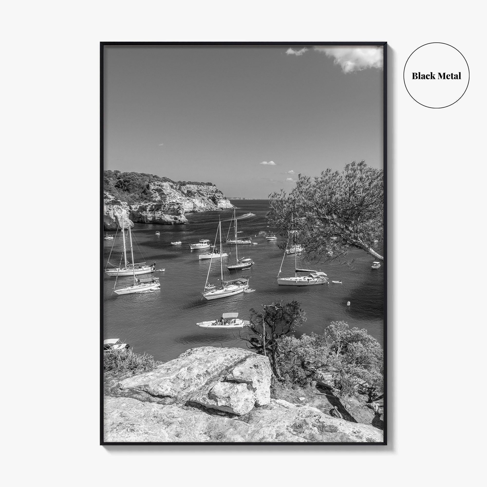 Cala Macarella Black and White Fine Art Photo Print, Seascape Menorca Balearic Islands Spain