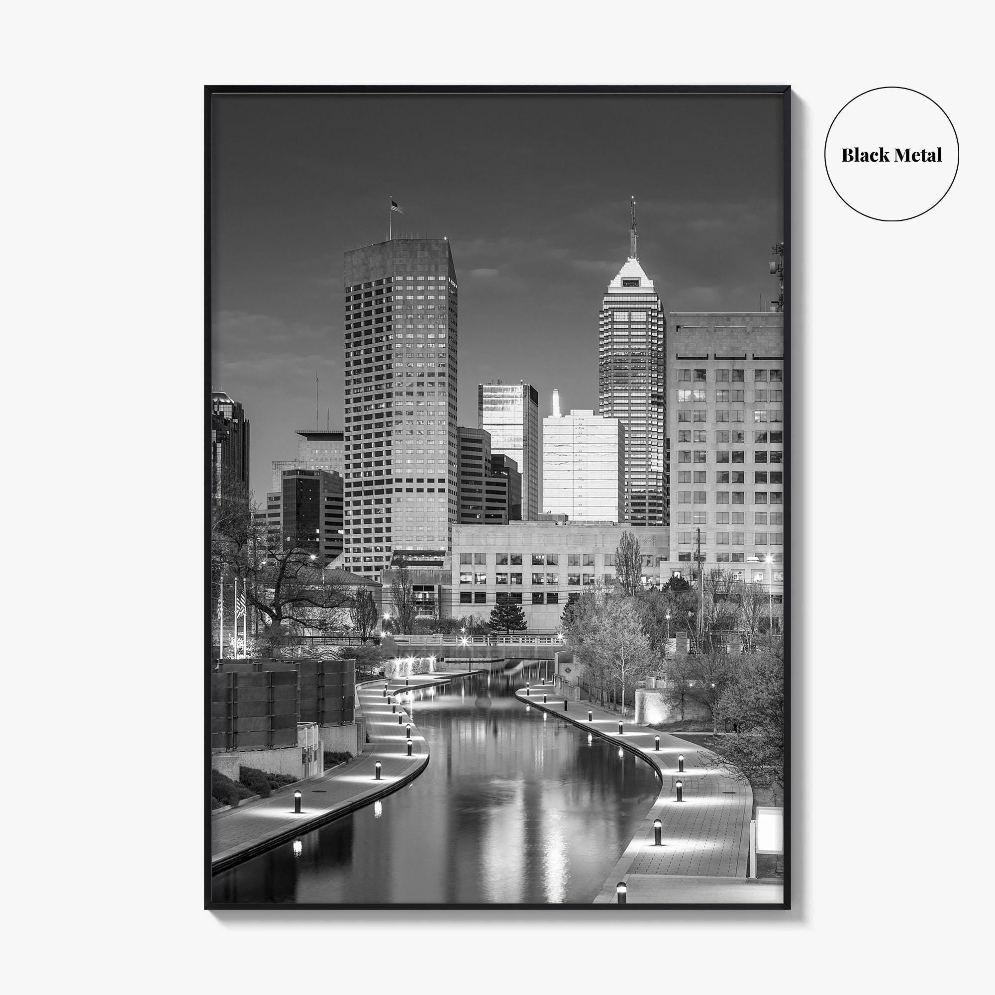 Indianapolis Skyline Black and White Fine Art Photo Print, Indiana Poster