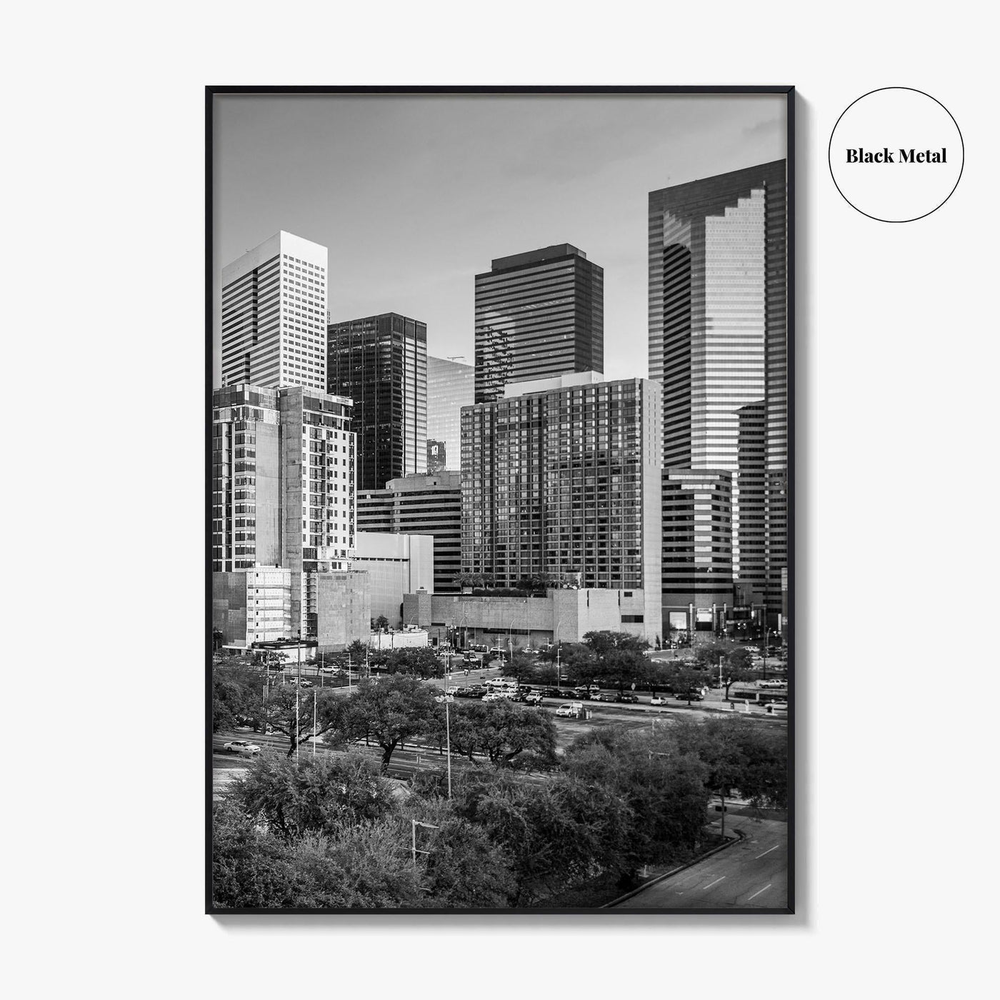 Houston Skyline Black and White Fine Art Photo Print, Texas Downtown Poster