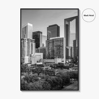 Houston Skyline Black and White Fine Art Photo Print, Texas Downtown Poster