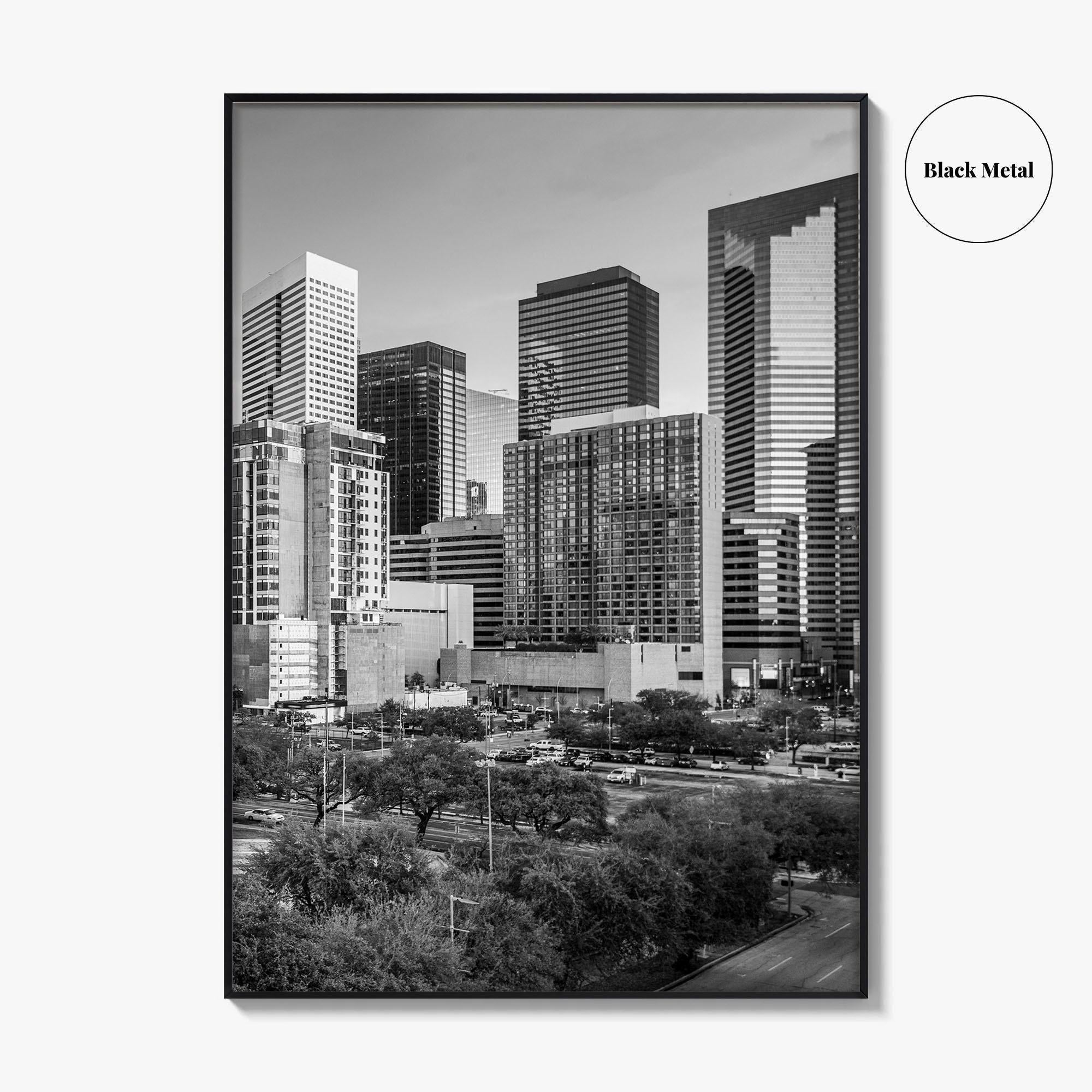 Houston Skyline Black and White Fine Art Photo Print, Texas Downtown Poster