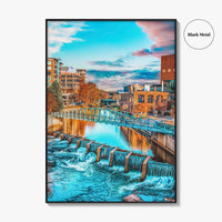 Greenville Skyline Fine Art Photo Print, Reedy River, SC, USA, Poster