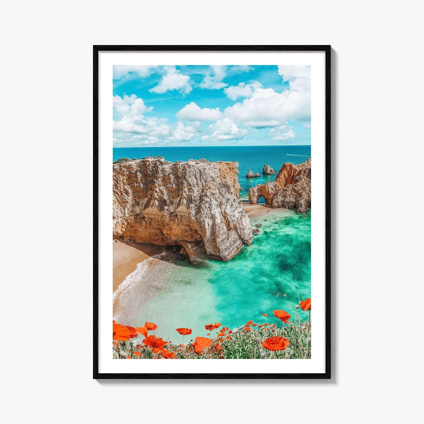 Algarve Portugal Fine Art Photo Print, Beach Cliff Coastline, Turquoise Water Wall Decor