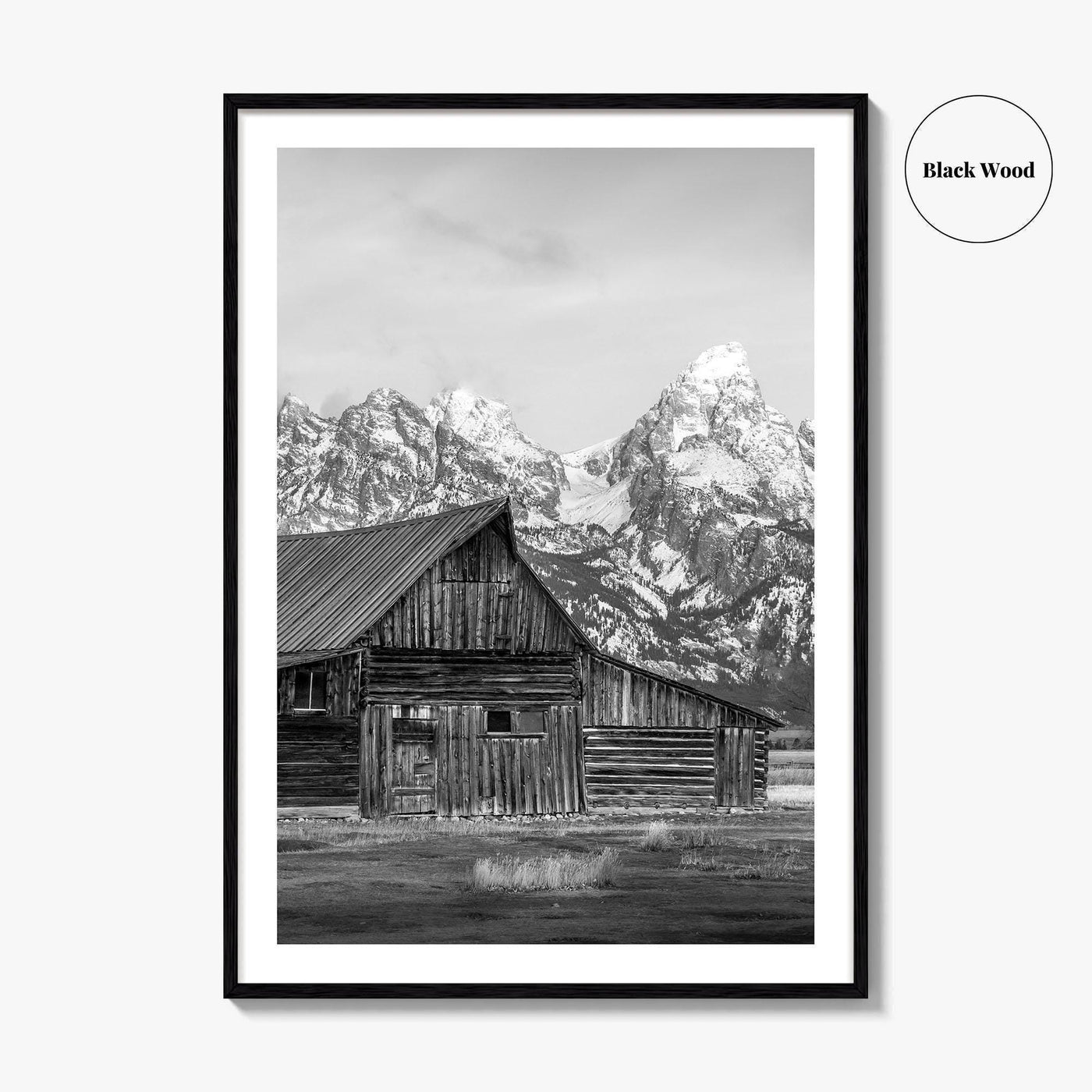 Jackson Hole Wyoming Black and White Fine Art Photo Print, Mormon Row, Moulton Barn