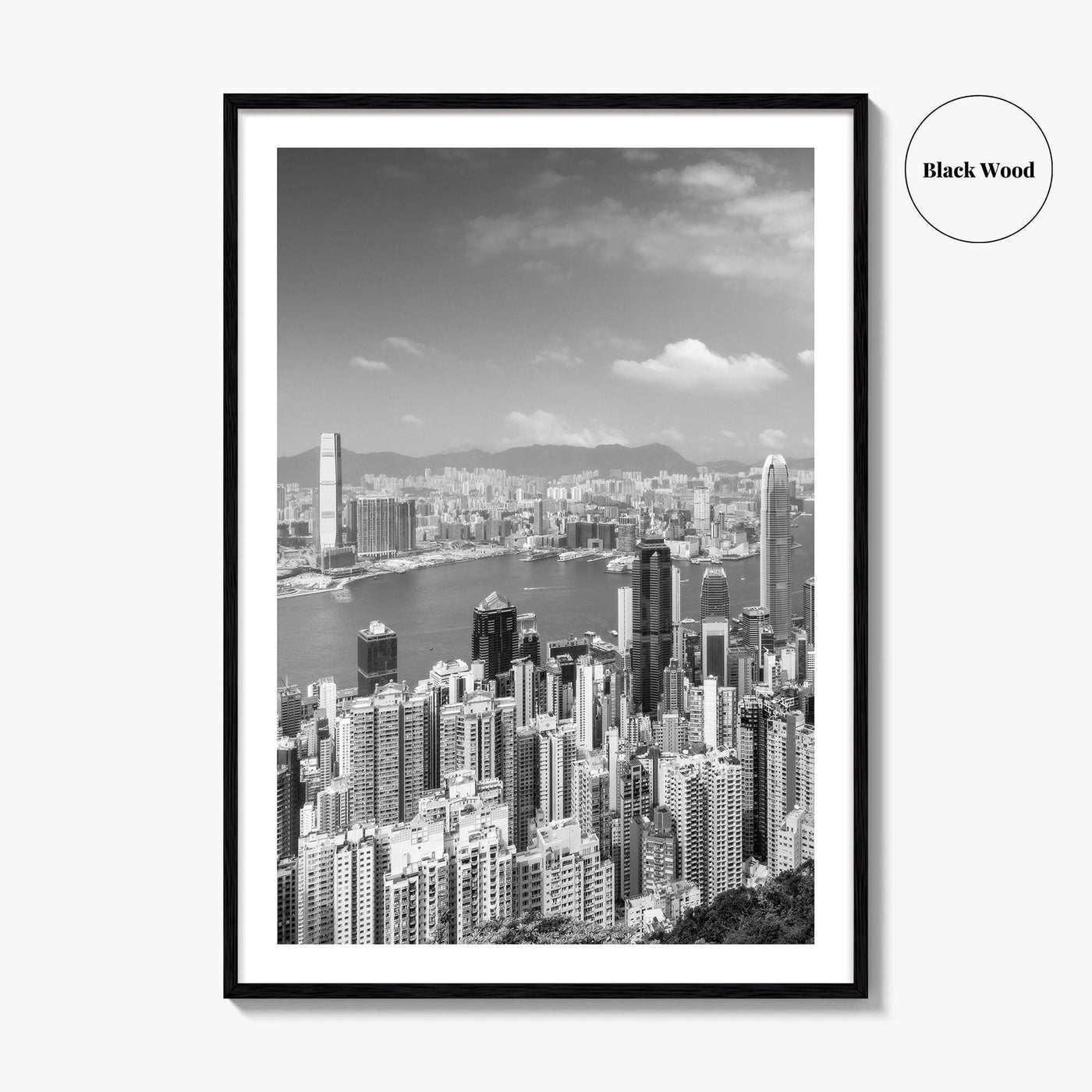 Hong Kong Skyline Black and White Fine Art Photo Print, Victoria Peak Poster
