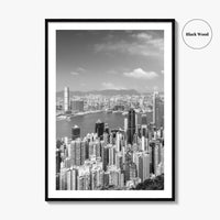 Hong Kong Skyline Black and White Fine Art Photo Print, Victoria Peak Poster