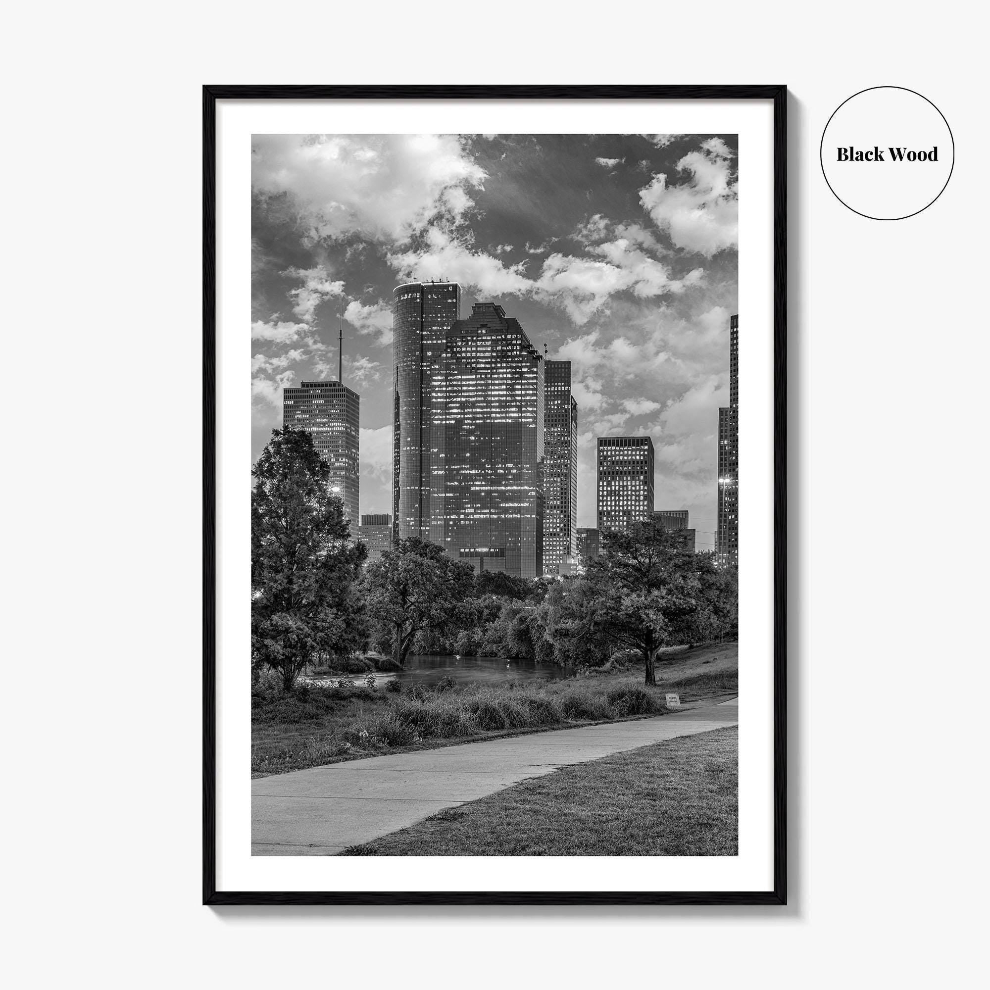 Houston Skyline Black and White Fine Art Photo Print, Downtown Wall Decor, Texas USA