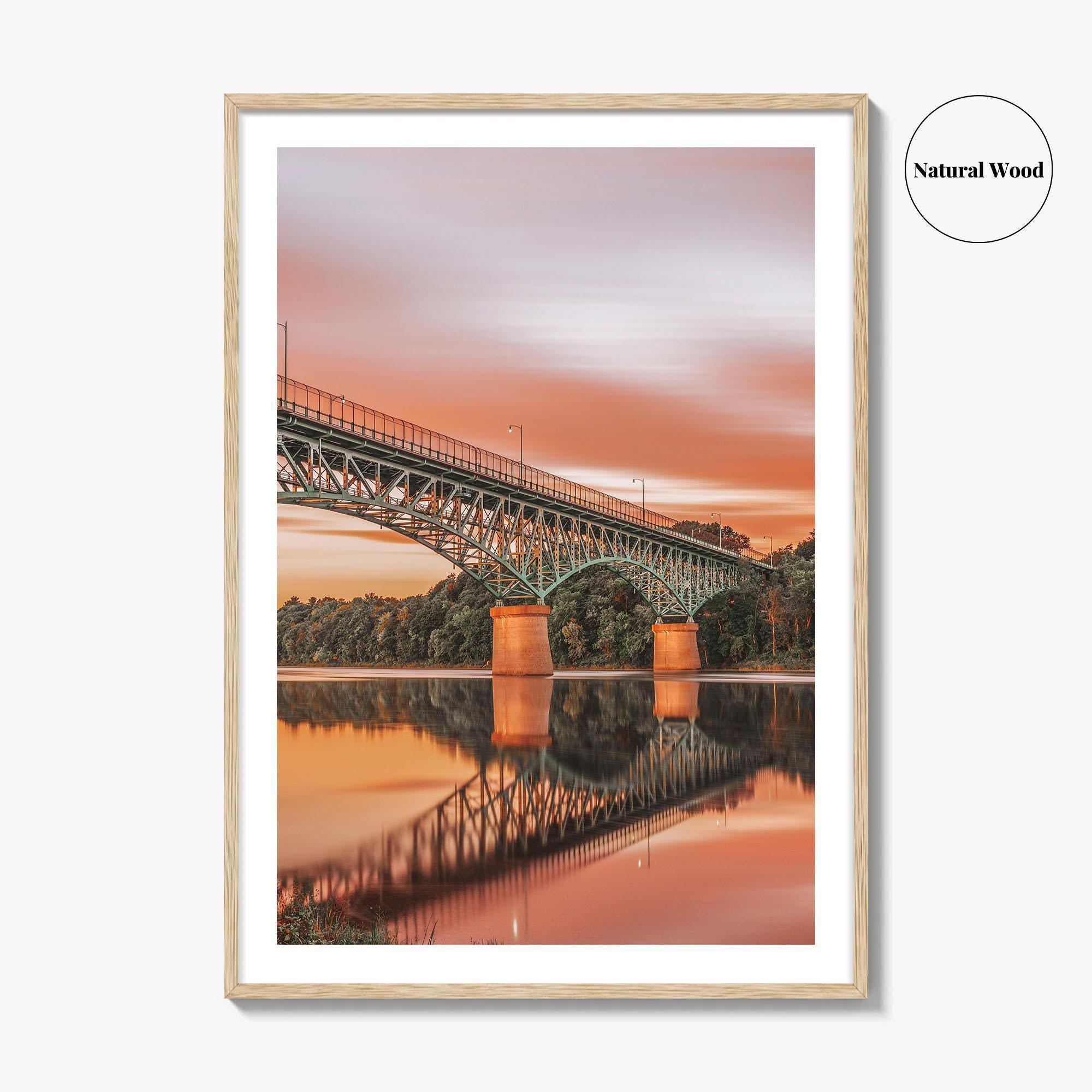 Augusta Maine Fine Art Photo Print, Kennebec River, Memorial Bridge, USA Wall Decor Poster