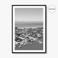 Fort Myers Beach Black and White Fine Art Photo Print, Aerial, Florida, USA, Poster