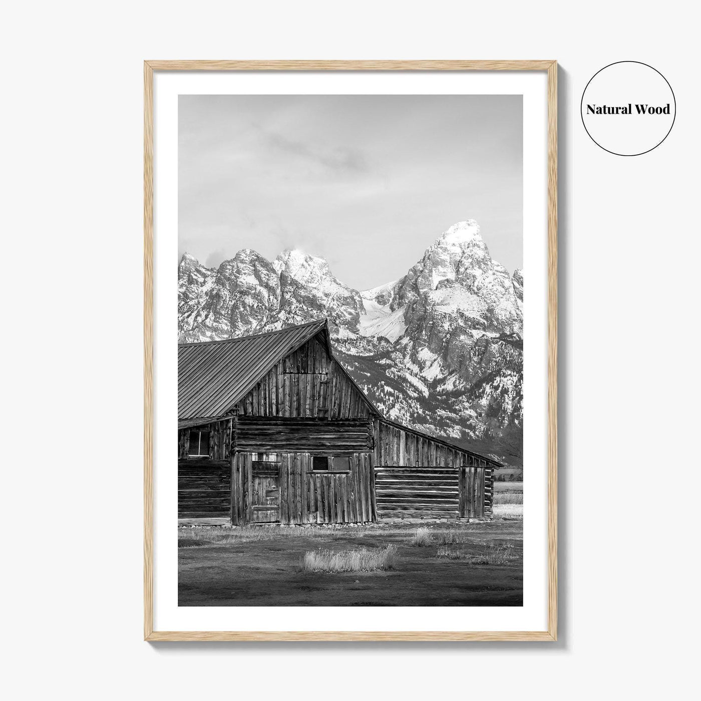 Jackson Hole Wyoming Black and White Fine Art Photo Print, Mormon Row, Moulton Barn
