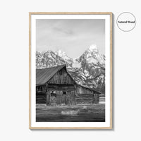 Jackson Hole Wyoming Black and White Fine Art Photo Print, Mormon Row, Moulton Barn