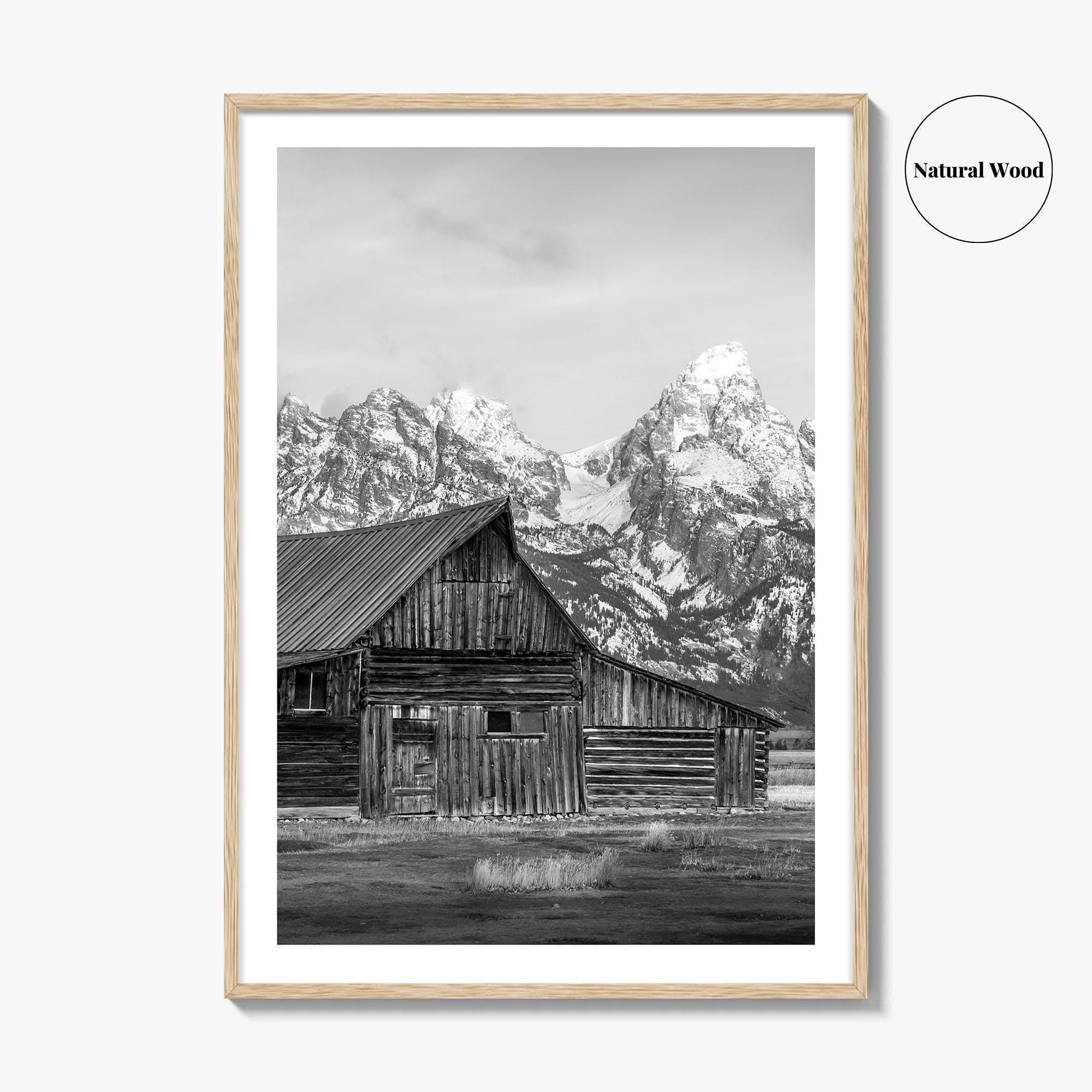 Jackson Hole Wyoming Black and White Fine Art Photo Print, Mormon Row, Moulton Barn
