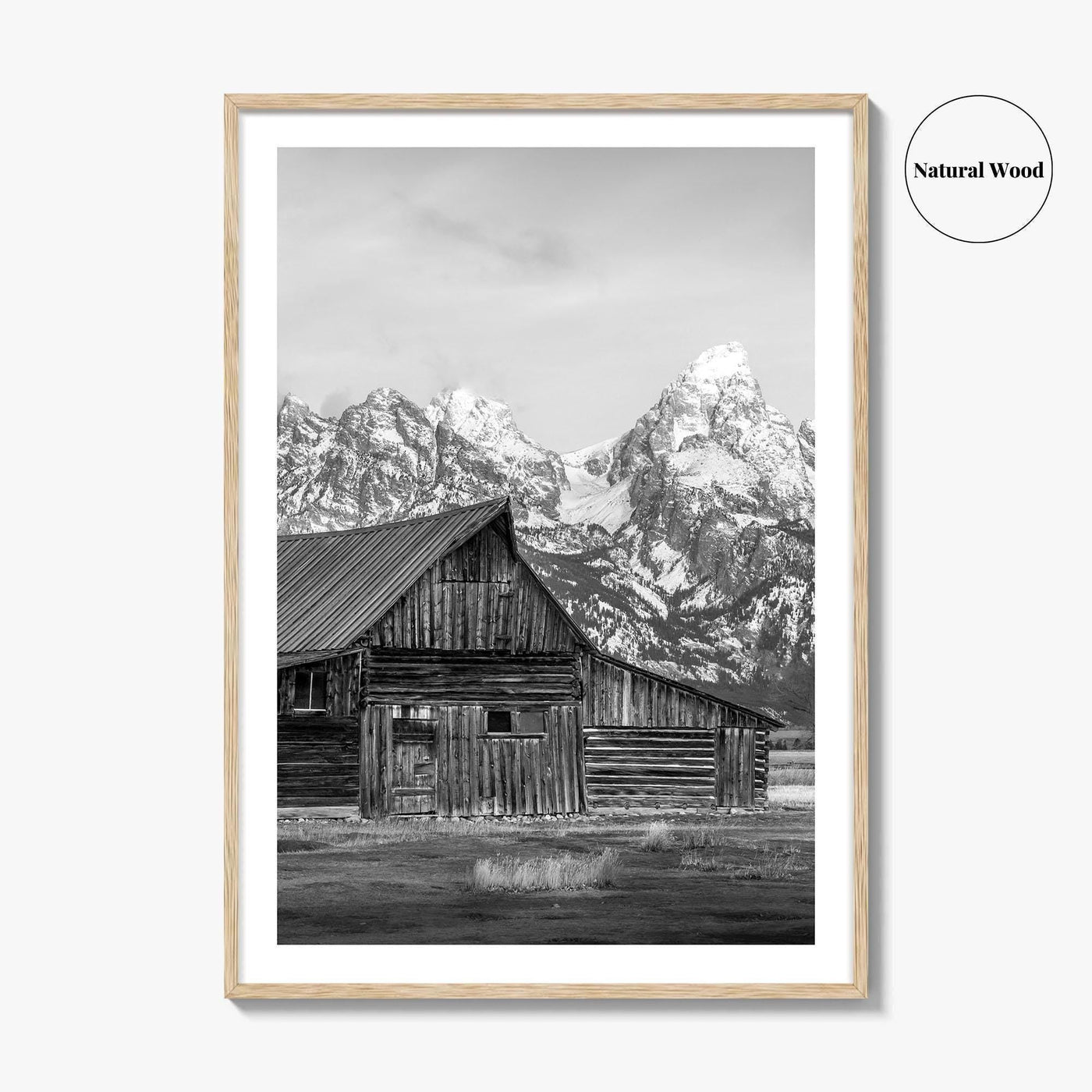 Jackson Hole Wyoming Black and White Fine Art Photo Print, Mormon Row, Moulton Barn