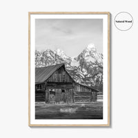Jackson Hole Wyoming Black and White Fine Art Photo Print, Mormon Row, Moulton Barn