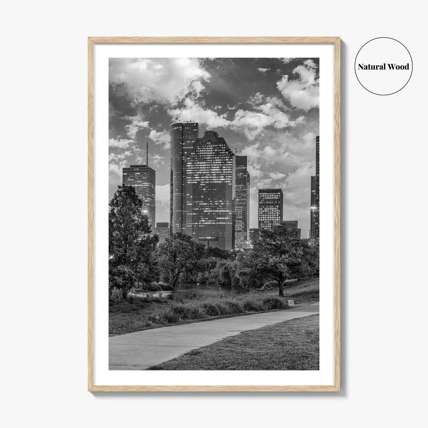 Houston Skyline Black and White Fine Art Photo Print, Downtown Wall Decor, Texas USA
