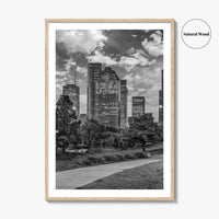 Houston Skyline Black and White Fine Art Photo Print, Downtown Wall Decor, Texas USA