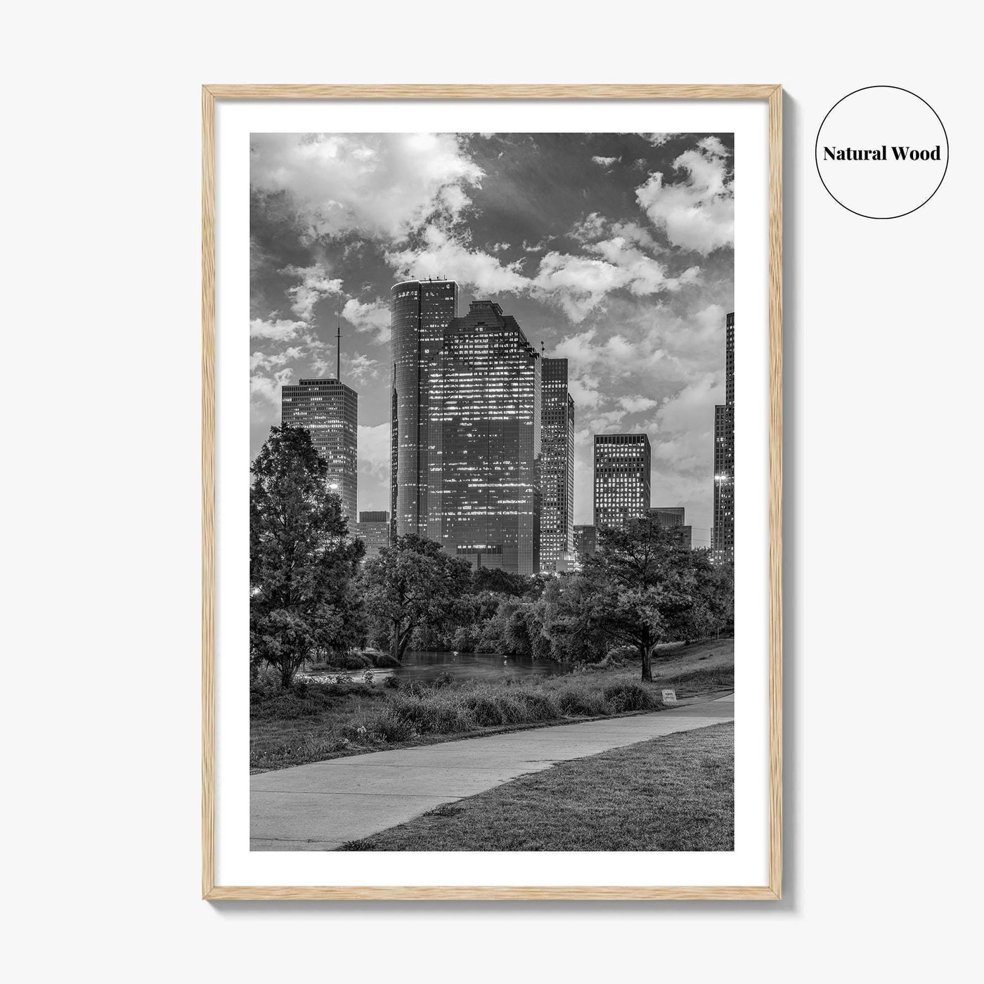 Houston Skyline Black and White Fine Art Photo Print, Downtown Wall Decor, Texas USA