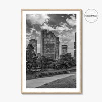 Houston Skyline Black and White Fine Art Photo Print, Downtown Wall Decor, Texas USA