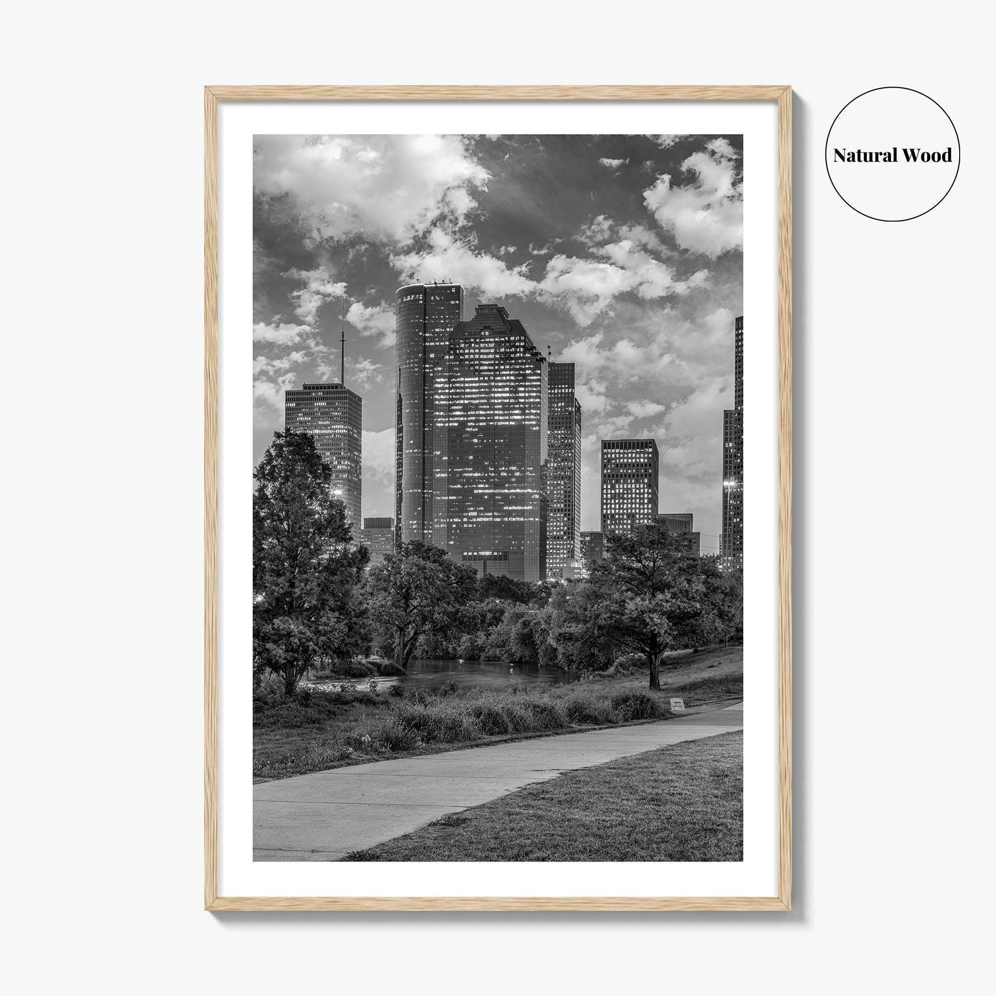 Houston Skyline Black and White Fine Art Photo Print, Downtown Wall Decor, Texas USA