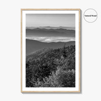 Great Smoky Mountains Black and White Fine Art Photo Print, Clingmans Dome Tennessee Poster