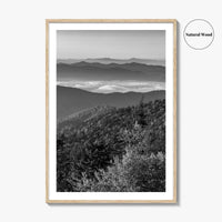 Great Smoky Mountains Black and White Fine Art Photo Print, Clingmans Dome Tennessee Poster