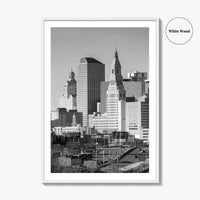 Hartford Skyline Black and White Fine Art Photo Print, Connecticut Poster