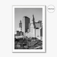 Hartford Skyline Black and White Fine Art Photo Print, Connecticut Poster
