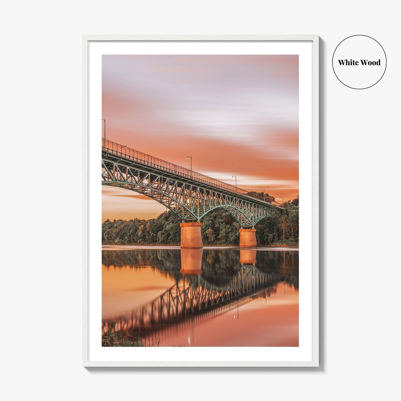 Augusta Maine Fine Art Photo Print, Kennebec River, Memorial Bridge, USA Wall Decor Poster