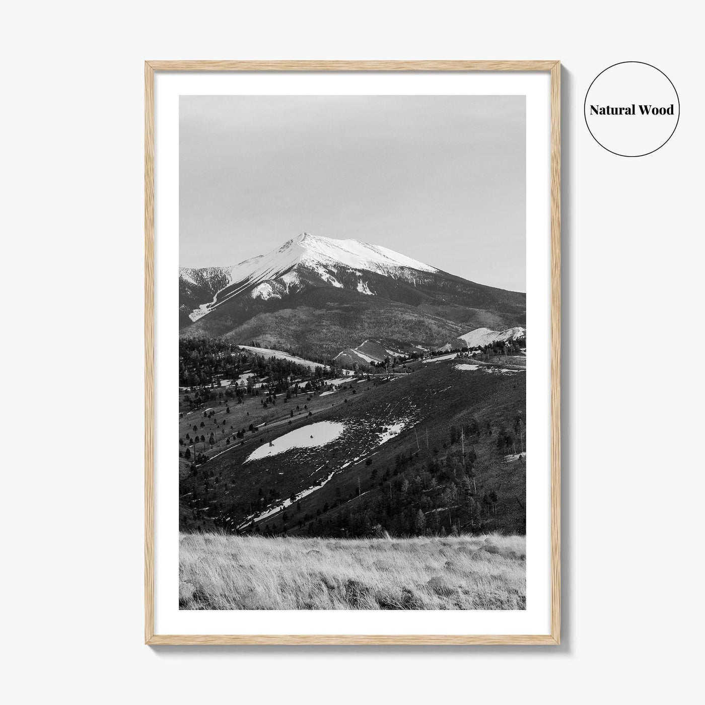 Flagstaff Black and White Fine Art Photo Print, Mount Humphreys, Arizona, USA, Poster