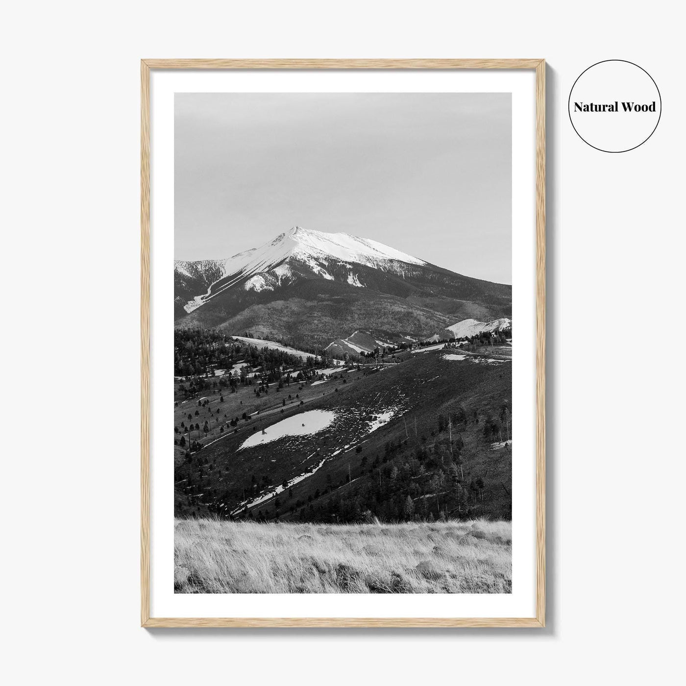 Flagstaff Black and White Fine Art Photo Print, Mount Humphreys, Arizona, USA, Poster
