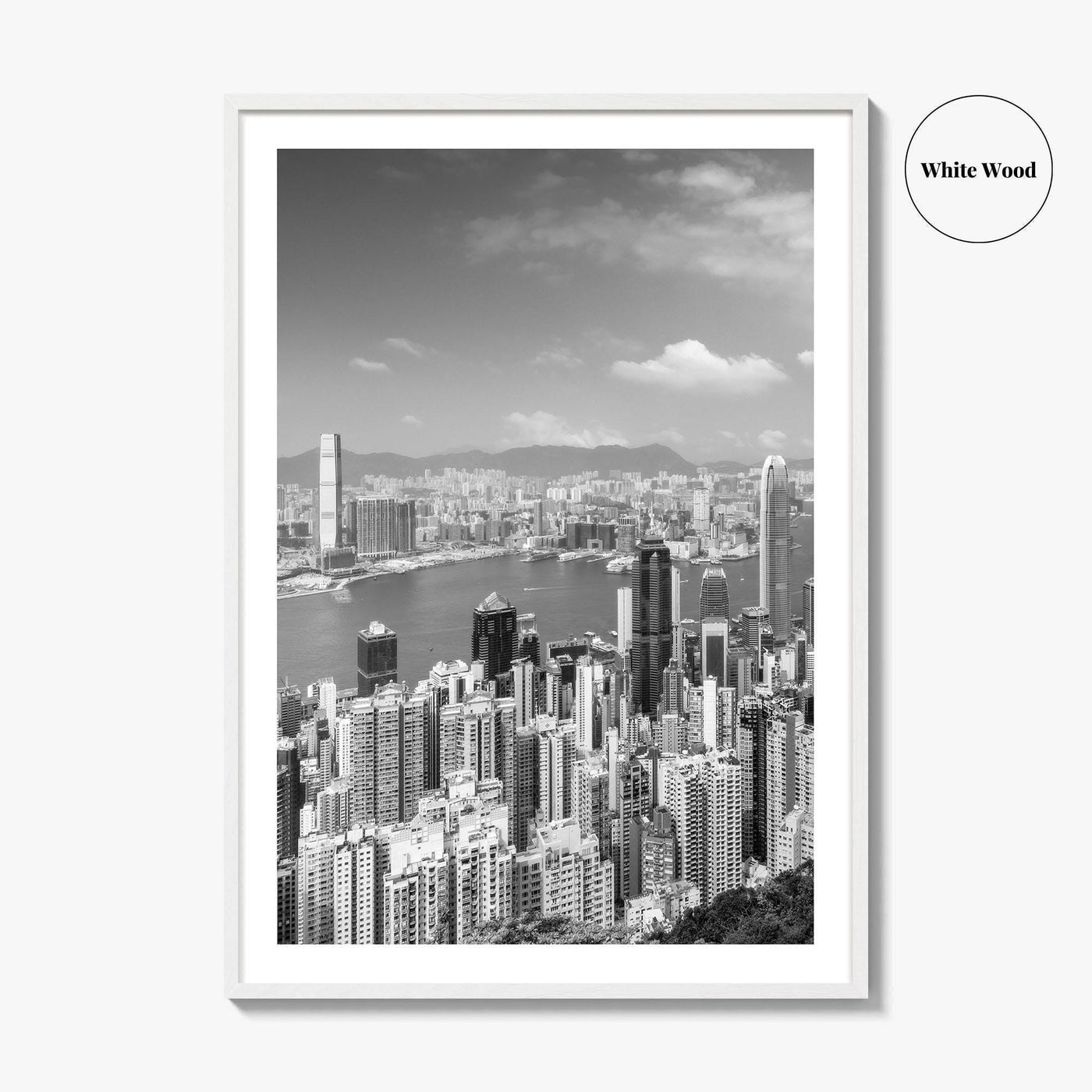 Hong Kong Skyline Black and White Fine Art Photo Print, Victoria Peak Poster