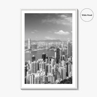 Hong Kong Skyline Black and White Fine Art Photo Print, Victoria Peak Poster