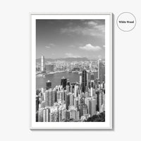 Hong Kong Skyline Black and White Fine Art Photo Print, Victoria Peak Poster