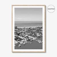 Fort Myers Beach Black and White Fine Art Photo Print, Aerial, Florida, USA, Poster