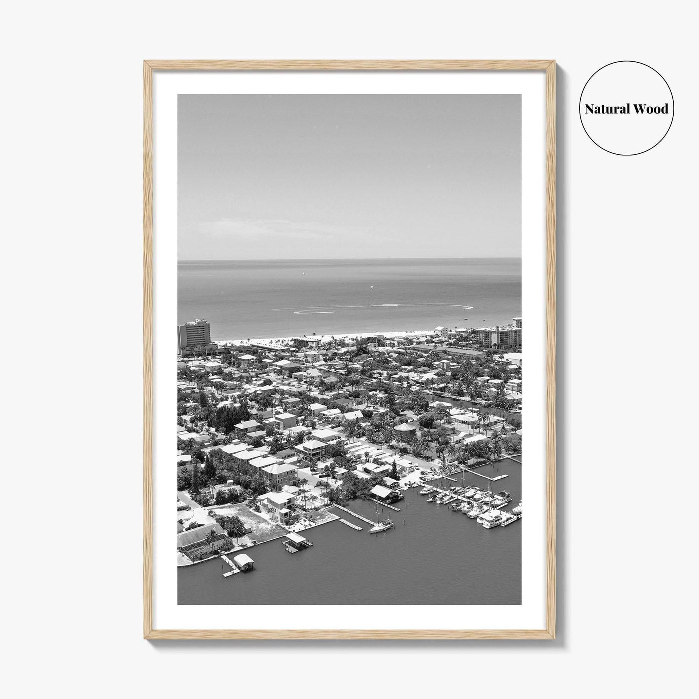 Fort Myers Beach Black and White Fine Art Photo Print, Aerial, Florida, USA, Poster