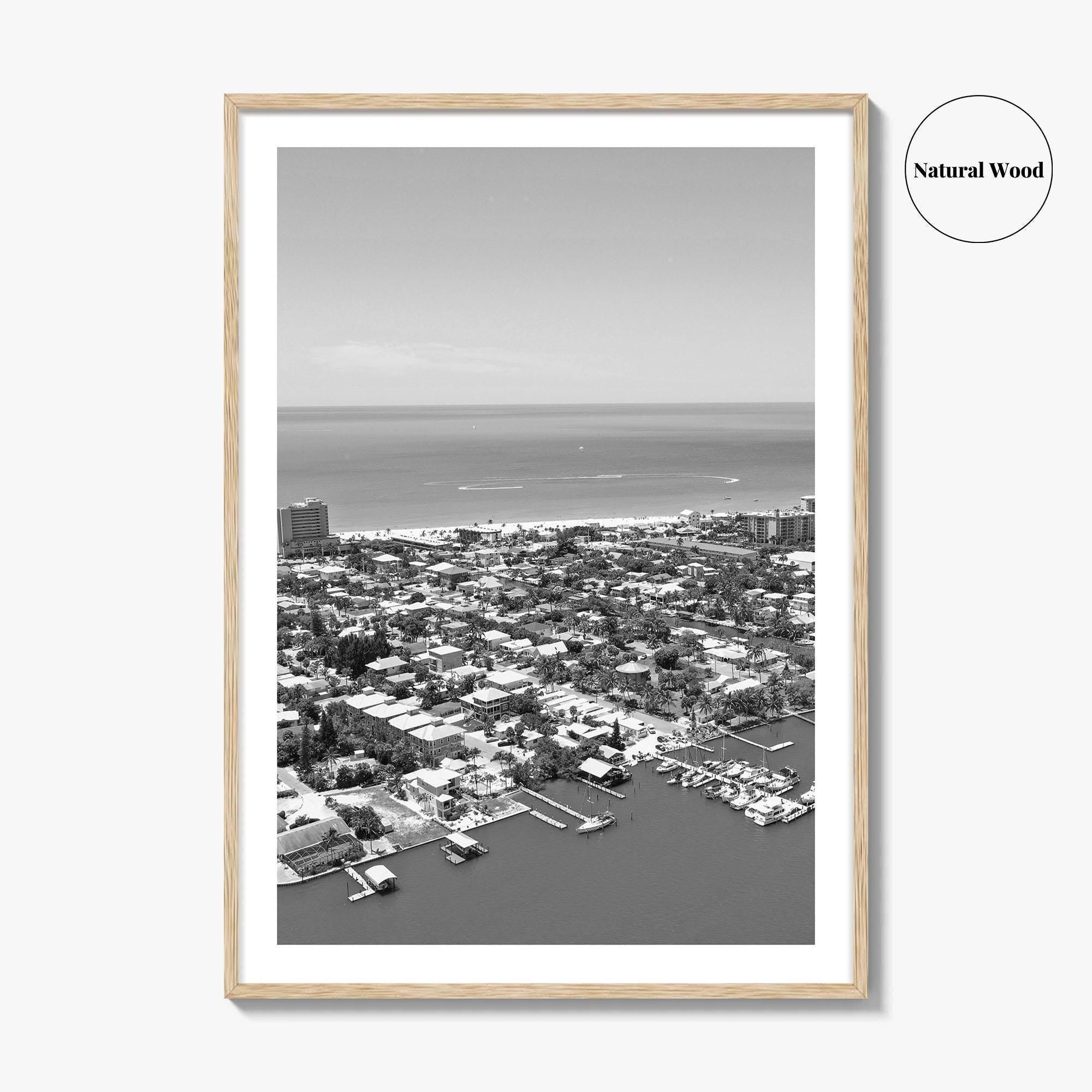 Fort Myers Beach Black and White Fine Art Photo Print, Aerial, Florida, USA, Poster