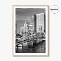 Jacksonville Skyline Black and White Fine Art Photo Print, St Johns River Poster
