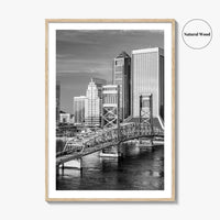 Jacksonville Skyline Black and White Fine Art Photo Print, St Johns River Poster