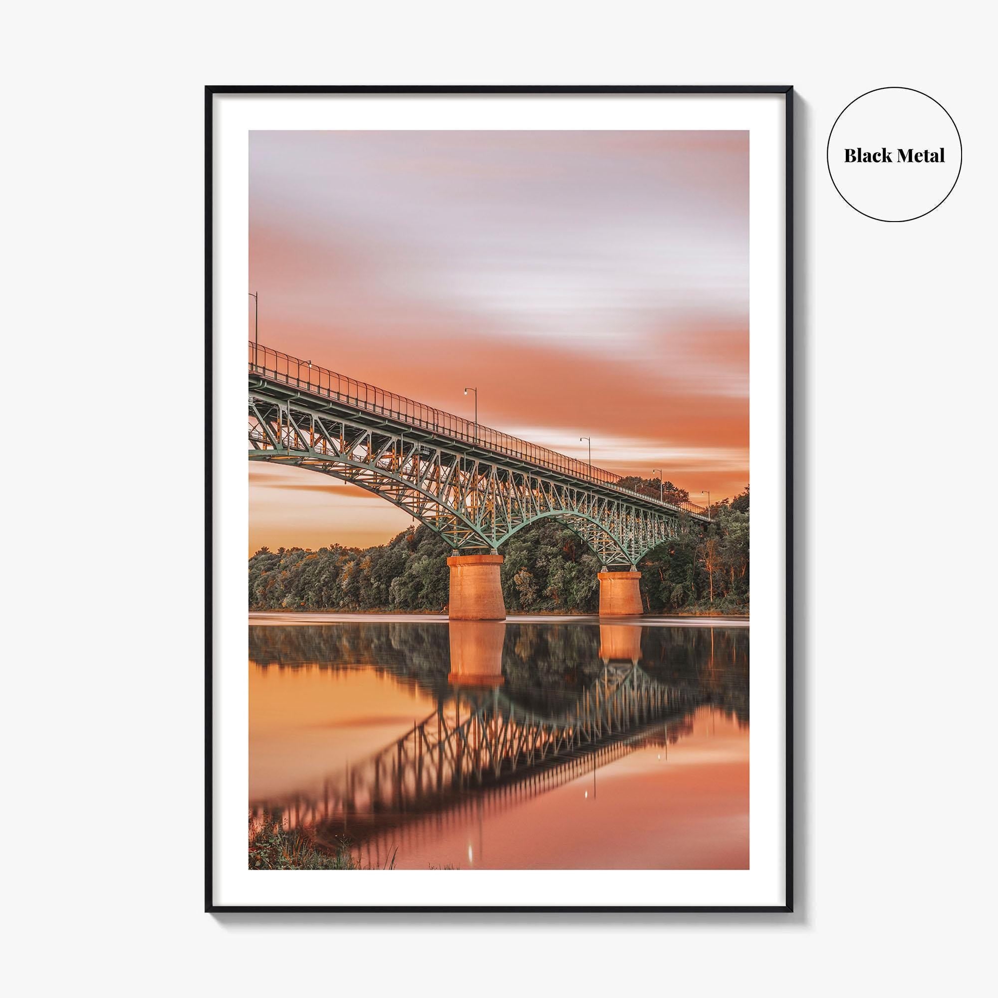 Augusta Maine Fine Art Photo Print, Kennebec River, Memorial Bridge, USA Wall Decor Poster
