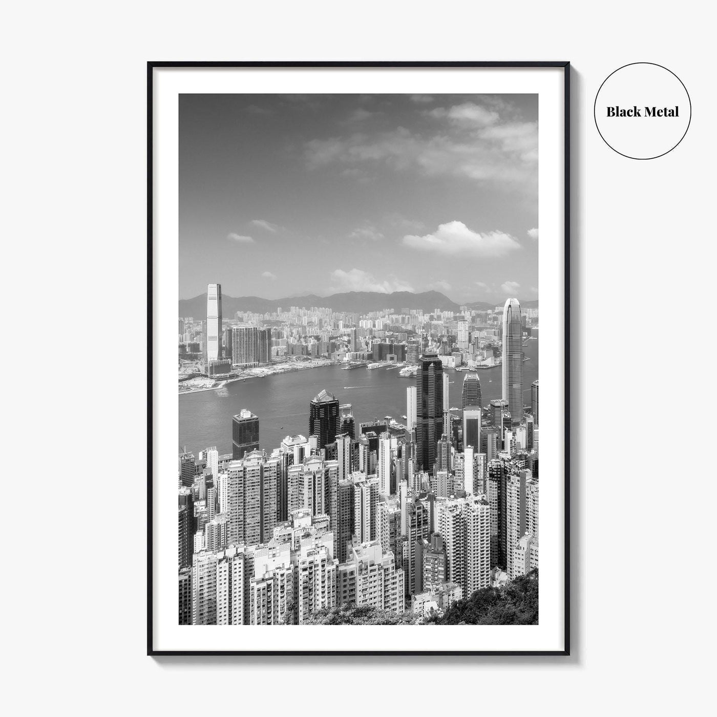 Hong Kong Skyline Black and White Fine Art Photo Print, Victoria Peak Poster