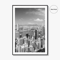 Hong Kong Skyline Black and White Fine Art Photo Print, Victoria Peak Poster