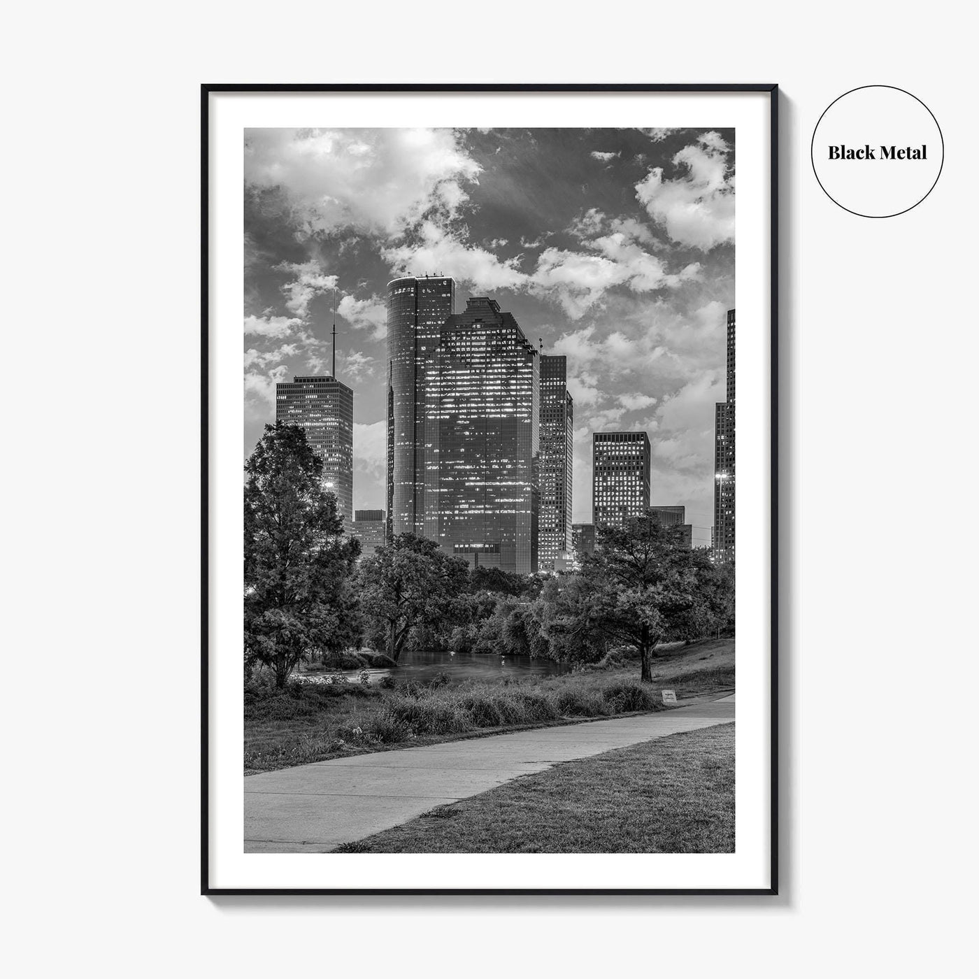 Houston Skyline Black and White Fine Art Photo Print, Downtown Wall Decor, Texas USA