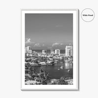Fort Lauderdale Skyline Black and White Fine Art Photo Print, Florida USA, Wall Poster