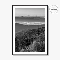 Great Smoky Mountains Black and White Fine Art Photo Print, Clingmans Dome Tennessee Poster
