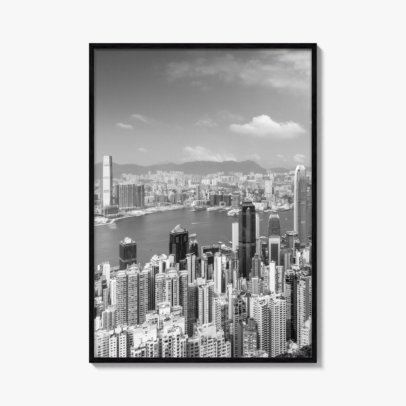 Hong Kong Skyline Black and White Fine Art Photo Print, Victoria Peak Poster